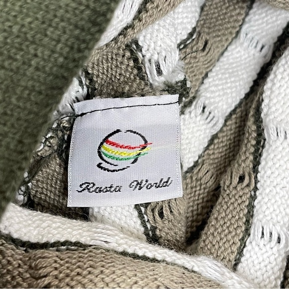 Vintage Rasta World Olive Green Knit Dreads Hat Cotton Dreadlock Made in Korea - Picture 3 of 5
